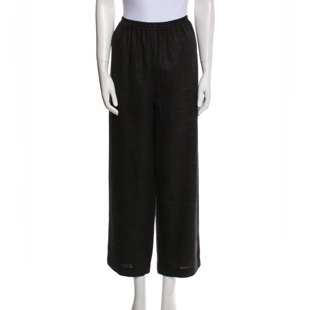 Eskandar Grey Black Alpaca Wool Linen Silk lined Women's Pants M L Size 1 (2)
